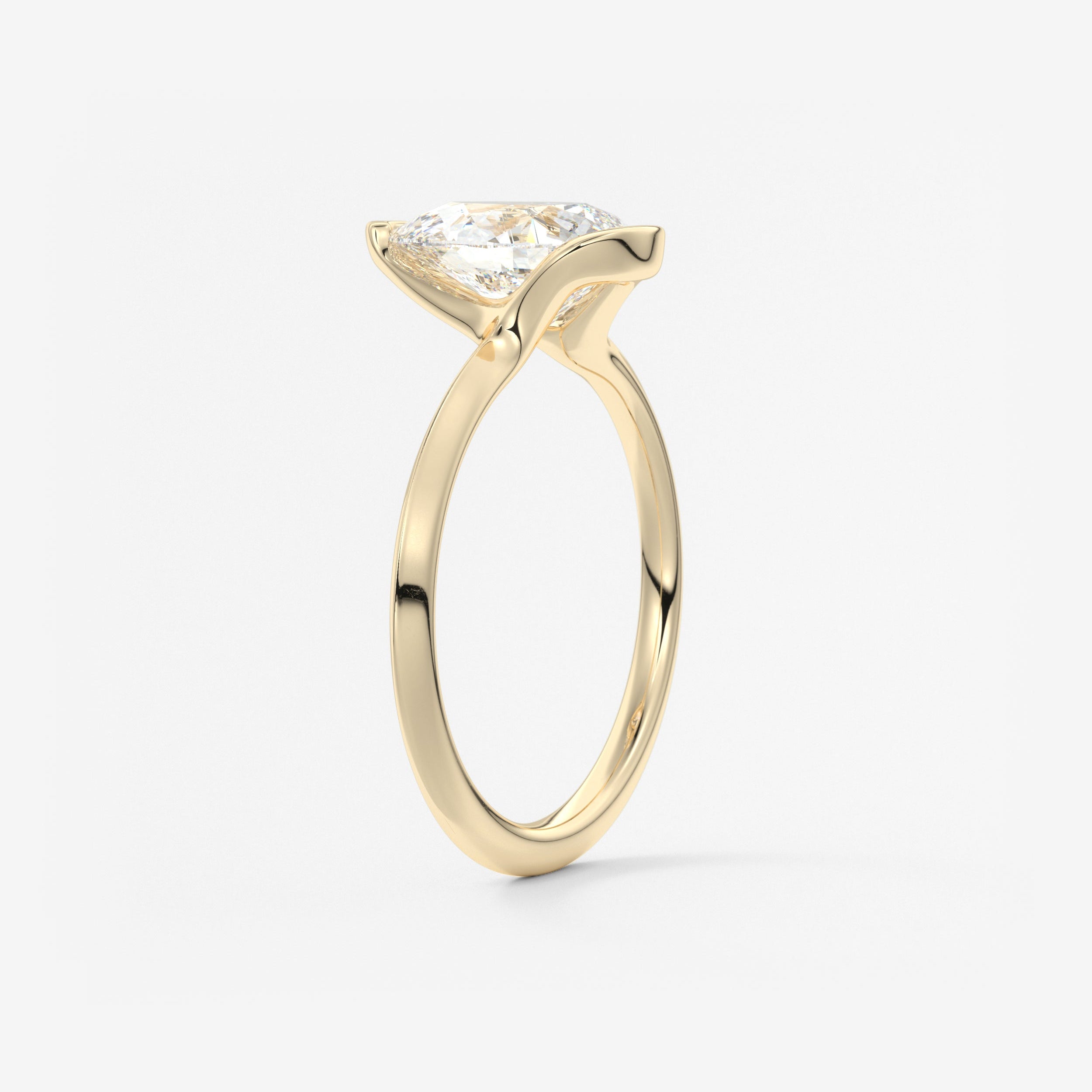 Pear Half Bezel Lab Grown Diamond Engagement Ring
