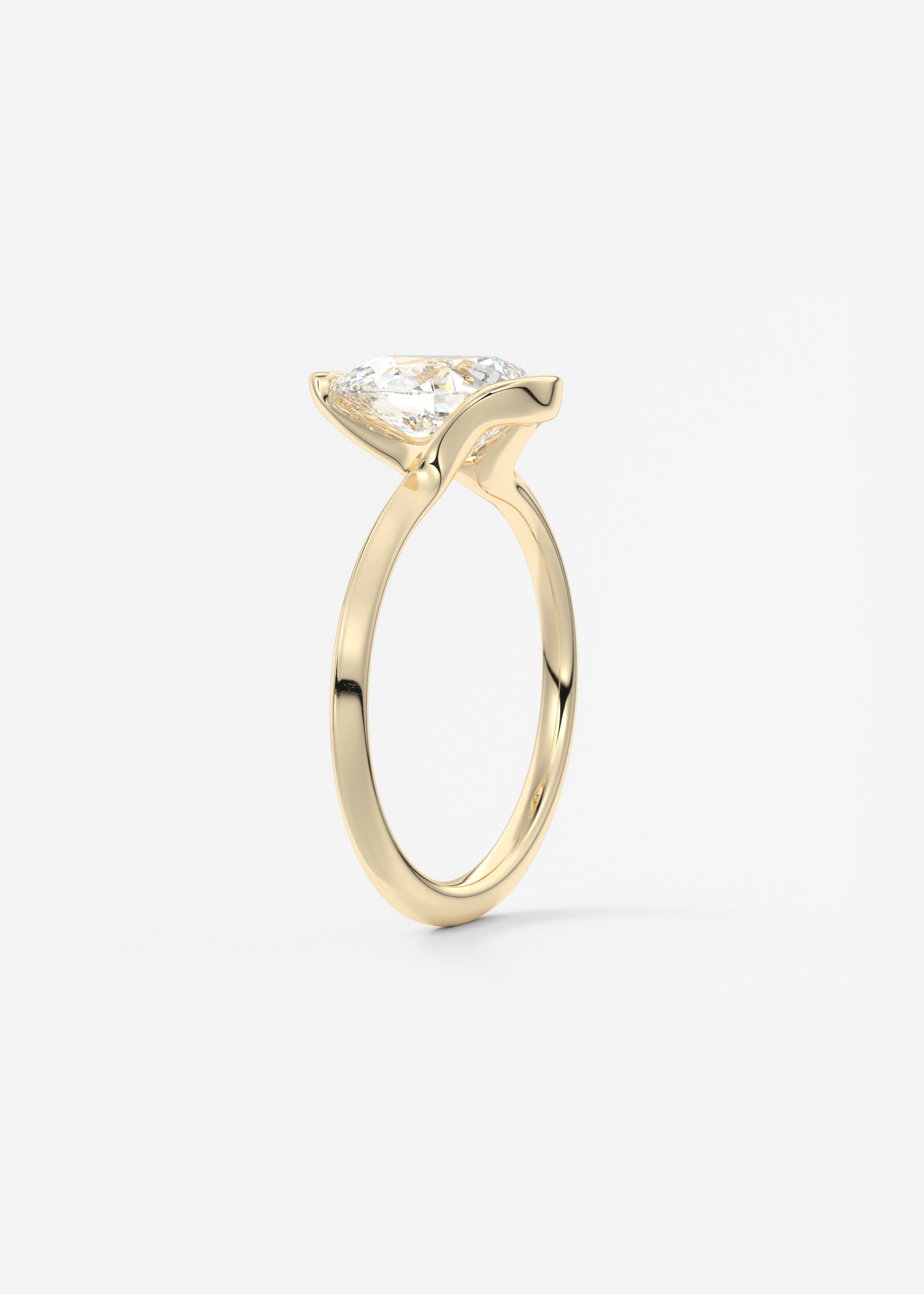 Pear Half Bezel Lab Grown Diamond Engagement Ring