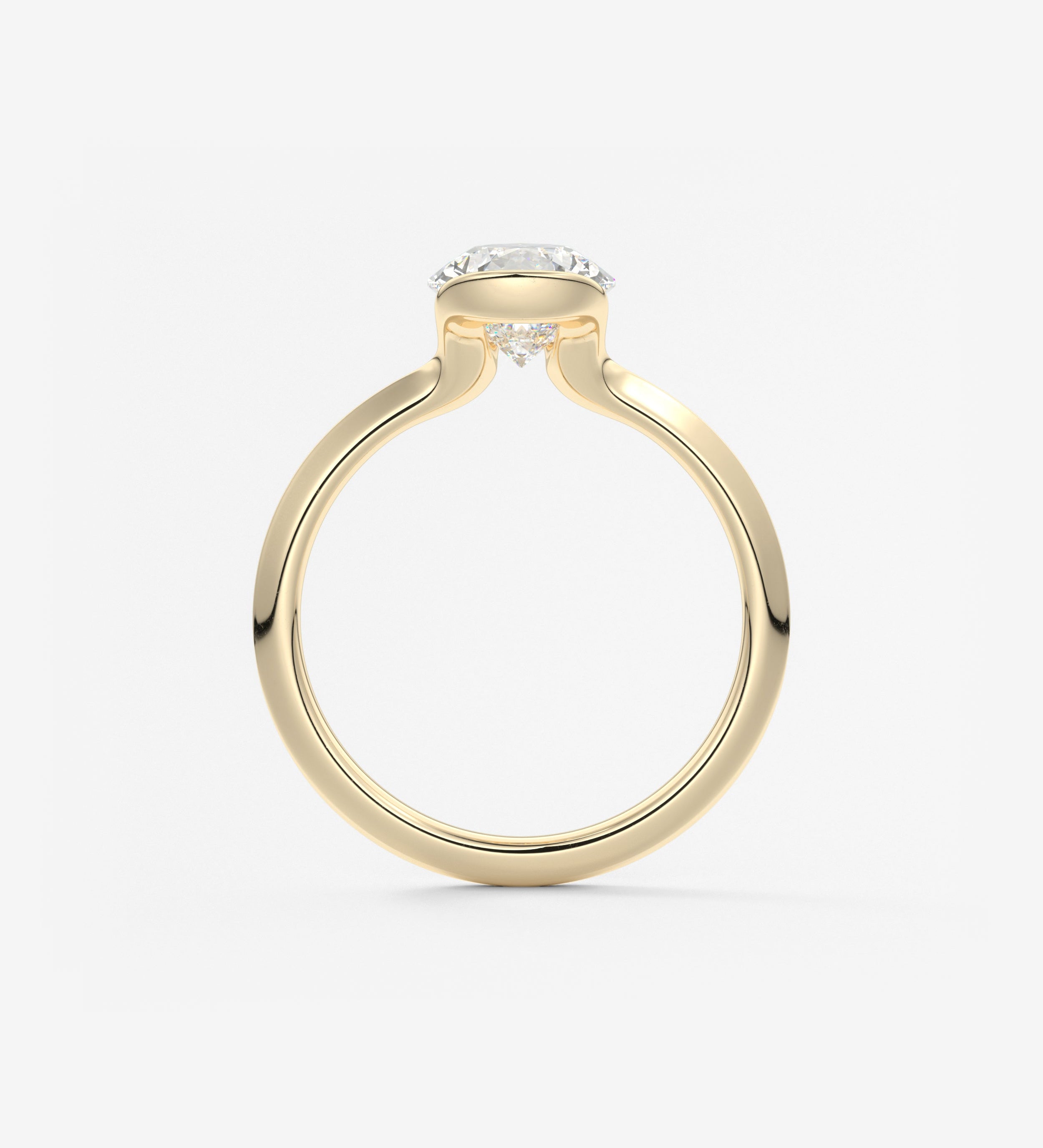 Pear Half Bezel Lab Grown Diamond Engagement Ring