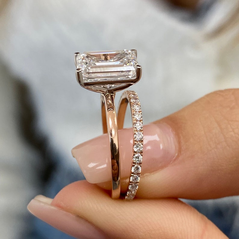 Stunning 3.40 CT Emerald Moissanite Engagement Ring with Solitaire Design 6