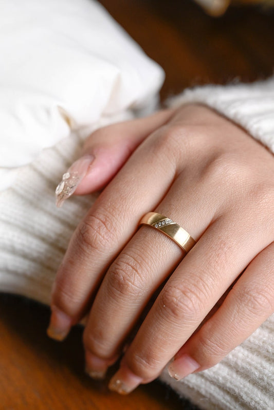 Delicate Moissanite Band with 0.05 TCW Round Cut Stones in Solid Gold 1