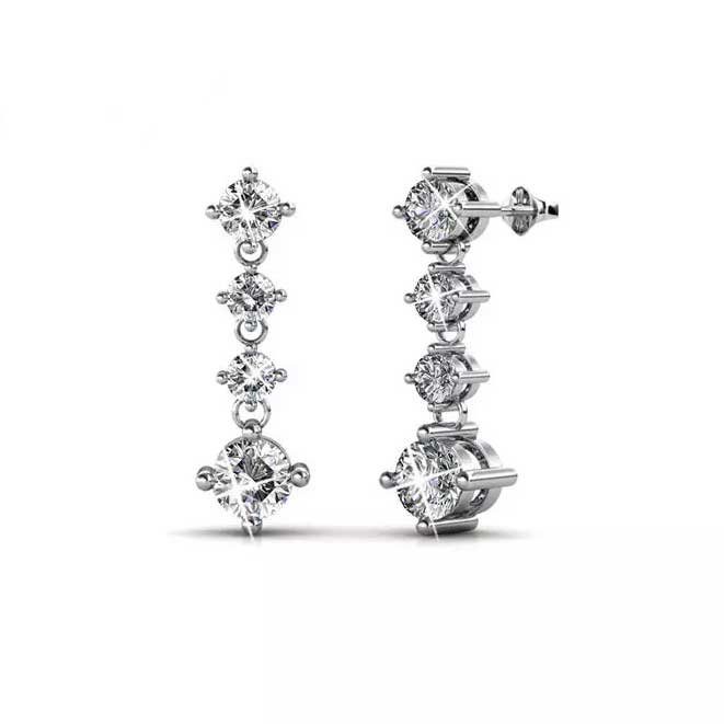 Round Cut Cubic Zirconia in 925 Sterling Silver Earrings 3