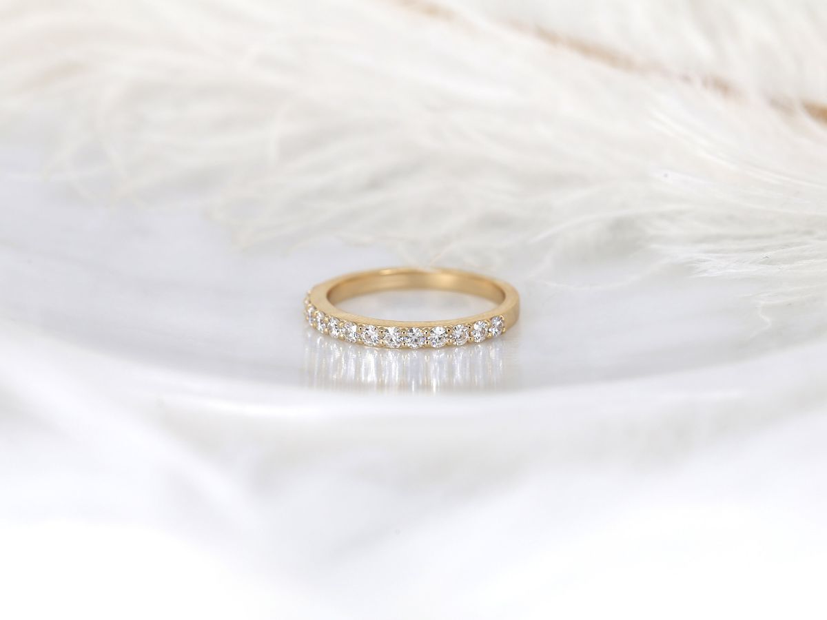 Stunning 0.48 TCW Round Moissanite Stones Half Eternity Wedding Bands 2