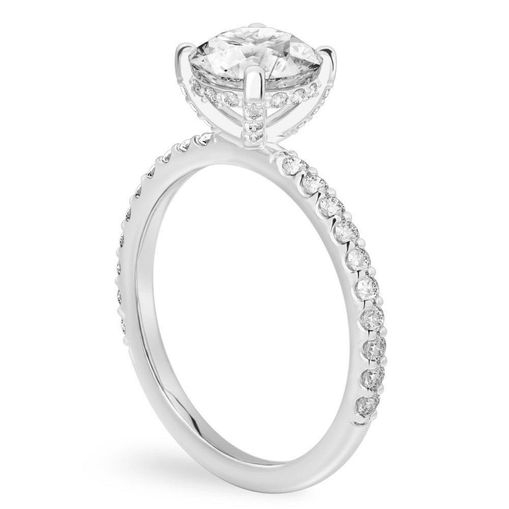 Stunning 1.0- 2.0 CT Round Moissanite Engagement Ring with Hidden Halo & Pave Design 3