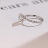 Stunning 1.0 - 2.0 CT Pear Moissanite Engagement Ring with Pave Design 10