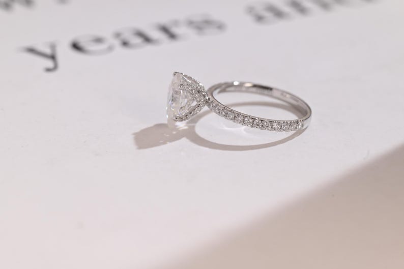 Stunning 1.0 - 2.0 CT Pear Moissanite Engagement Ring with Pave Design 10