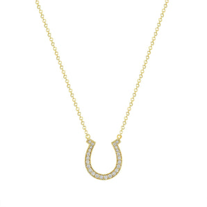 0.40 TCW Round Moissanite Diamond Horseshoe Pendant Necklace in Solid Gold