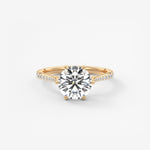 Round Pave Cathedral Lab Grown Diamond Engagement Ring