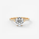 Round Pave Cathedral Lab Grown Diamond Engagement Ring