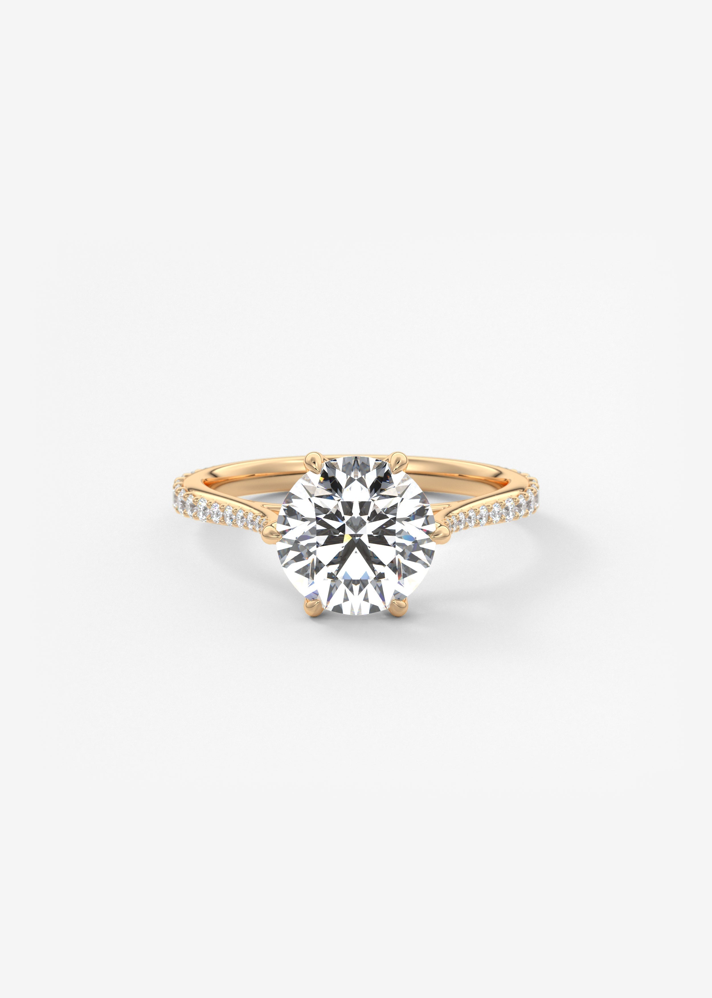 Round Pave Cathedral Lab Grown Diamond Engagement Ring
