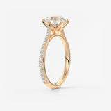 Round Pave Cathedral Lab Grown Diamond Engagement Ring