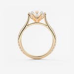 Round Pave Cathedral Lab Grown Diamond Engagement Ring