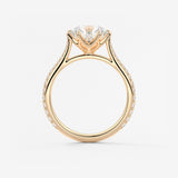 Round Pave Cathedral Lab Grown Diamond Engagement Ring