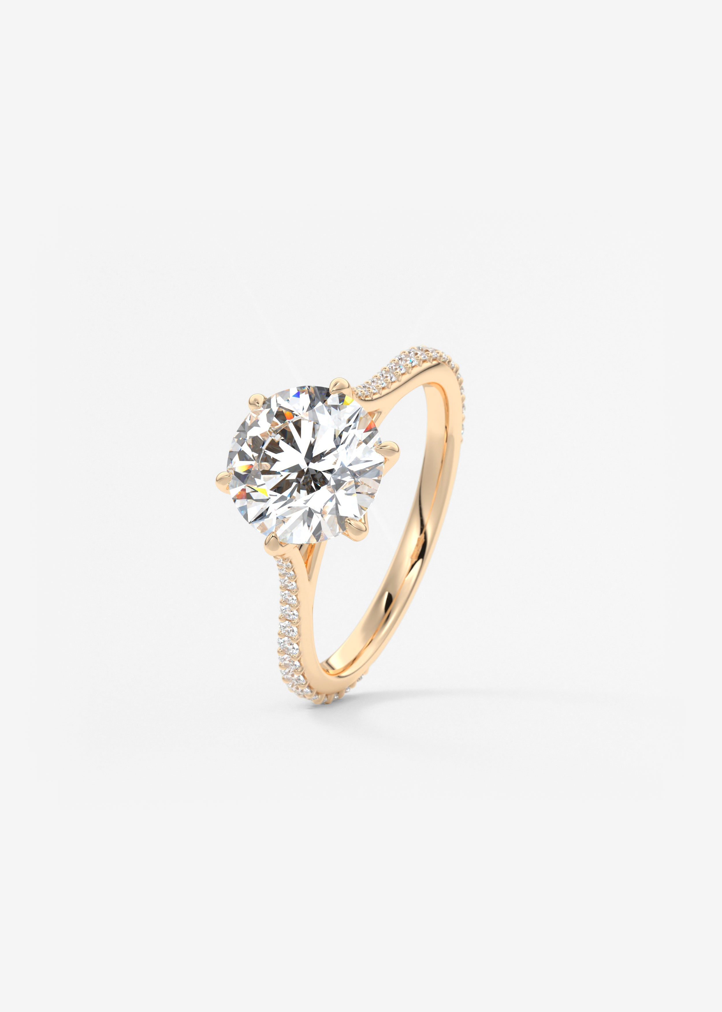 Round Pave Cathedral Lab Grown Diamond Engagement Ring