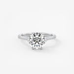 Round Pave Cathedral Lab Grown Diamond Engagement Ring