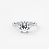 Round Pave Cathedral Lab Grown Diamond Engagement Ring