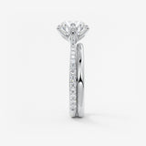Round Pave Cathedral Lab Grown Diamond Engagement Ring