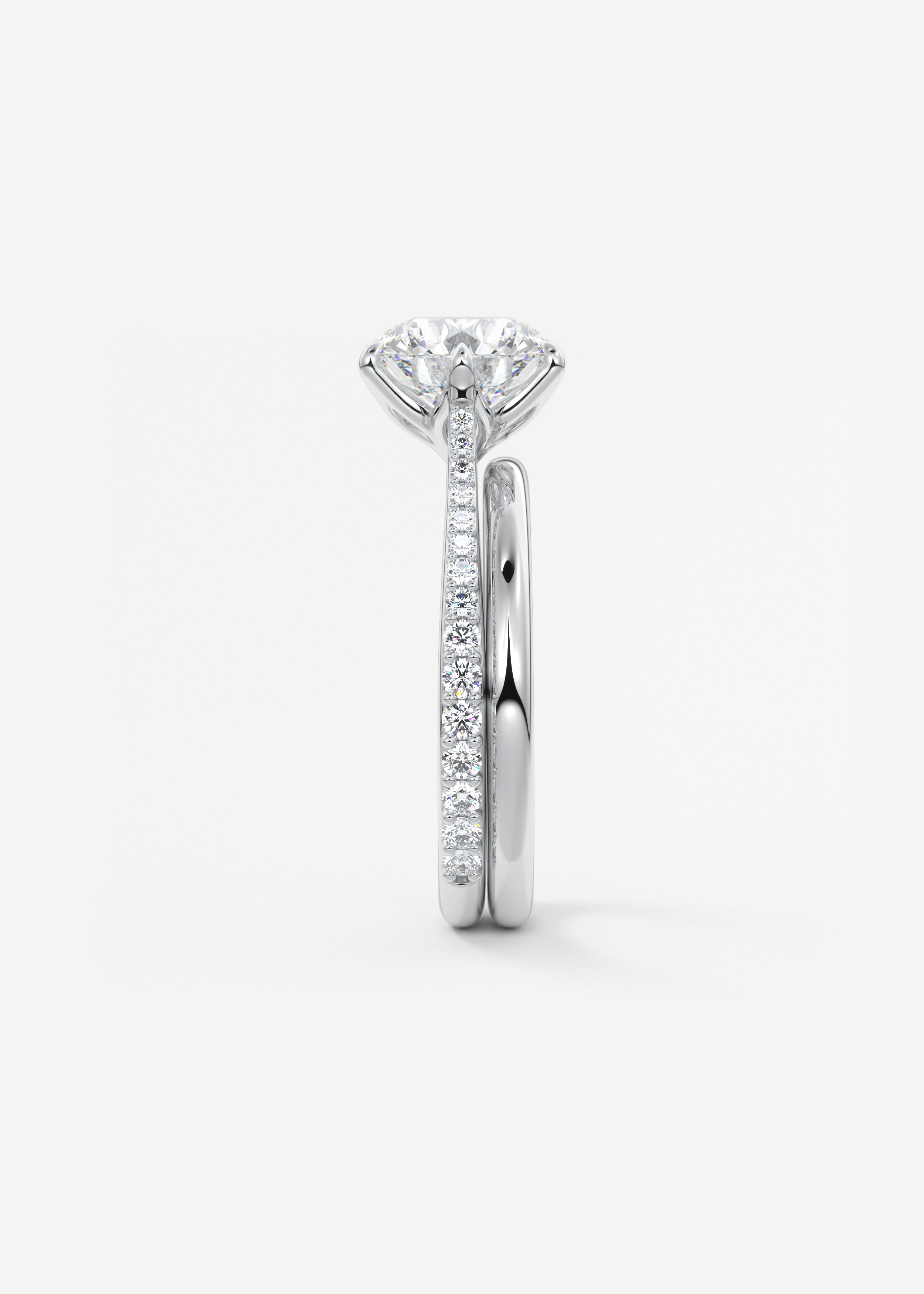 Round Pave Cathedral Lab Grown Diamond Engagement Ring