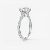 Round Pave Cathedral Lab Grown Diamond Engagement Ring