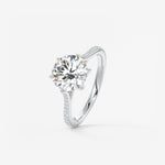 Round Pave Cathedral Lab Grown Diamond Engagement Ring