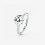 Round Pave Cathedral Lab Grown Diamond Engagement Ring