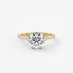 Round Pave Cathedral Lab Grown Diamond Engagement Ring