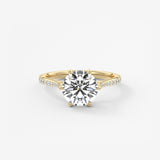 Round Pave Cathedral Lab Grown Diamond Engagement Ring