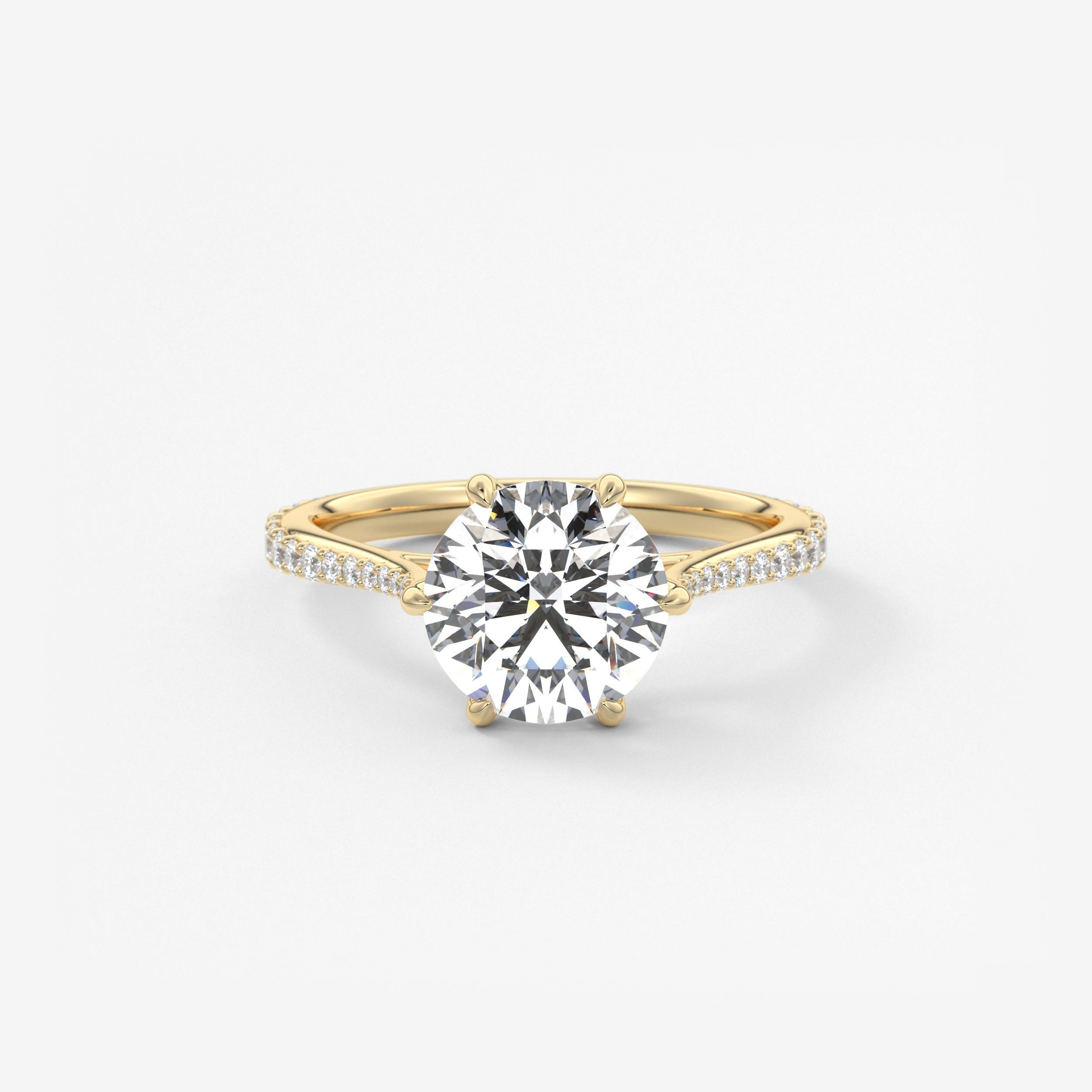 Round Pave Cathedral Lab Grown Diamond Engagement Ring