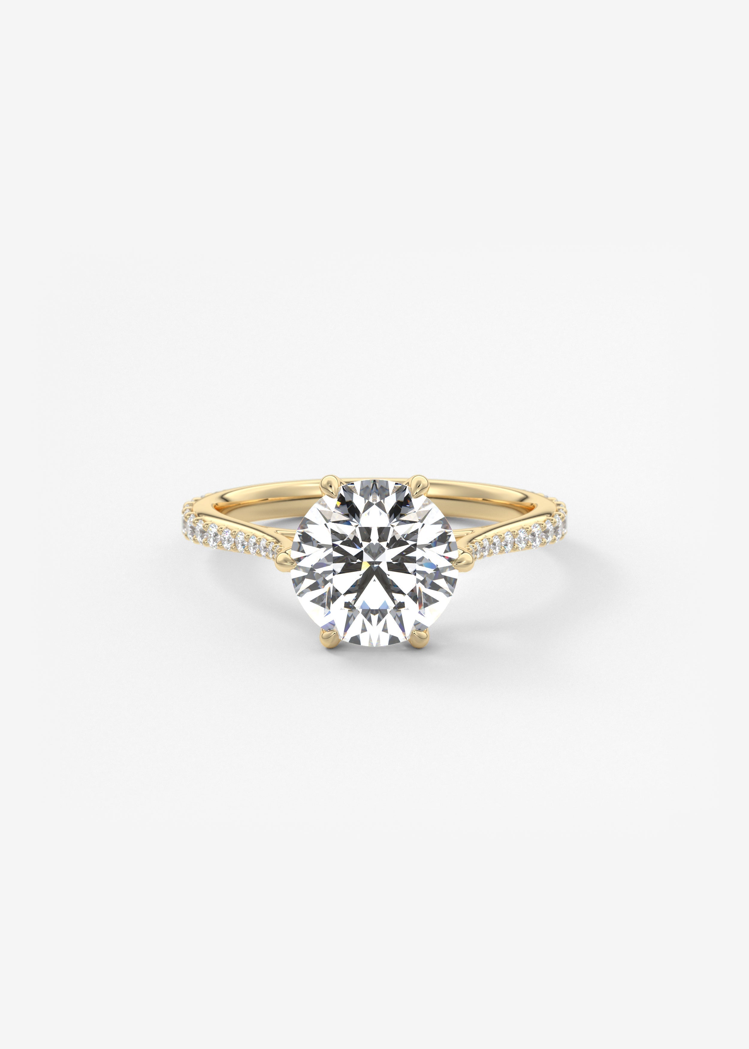 Round Pave Cathedral Lab Grown Diamond Engagement Ring