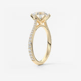 Round Pave Cathedral Lab Grown Diamond Engagement Ring