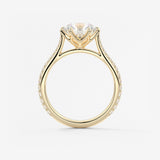 Round Pave Cathedral Lab Grown Diamond Engagement Ring