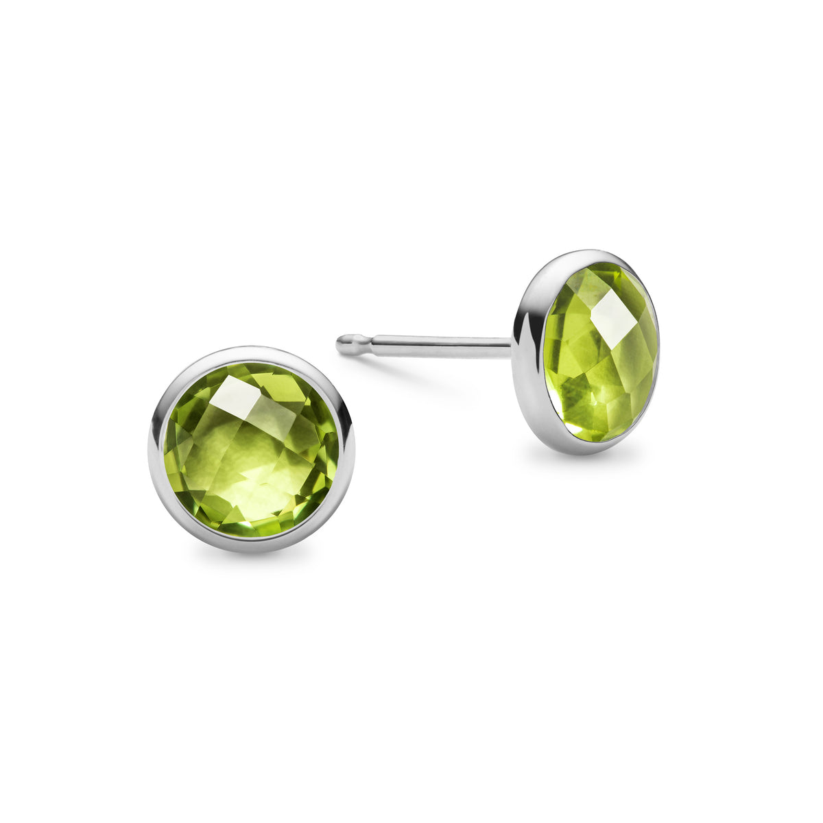 0.84 TCW Round Peridot Lab Made Diamond-August Birthstone Studs 5