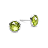 0.84 TCW Round Peridot Lab Made Diamond-August Birthstone Studs 5