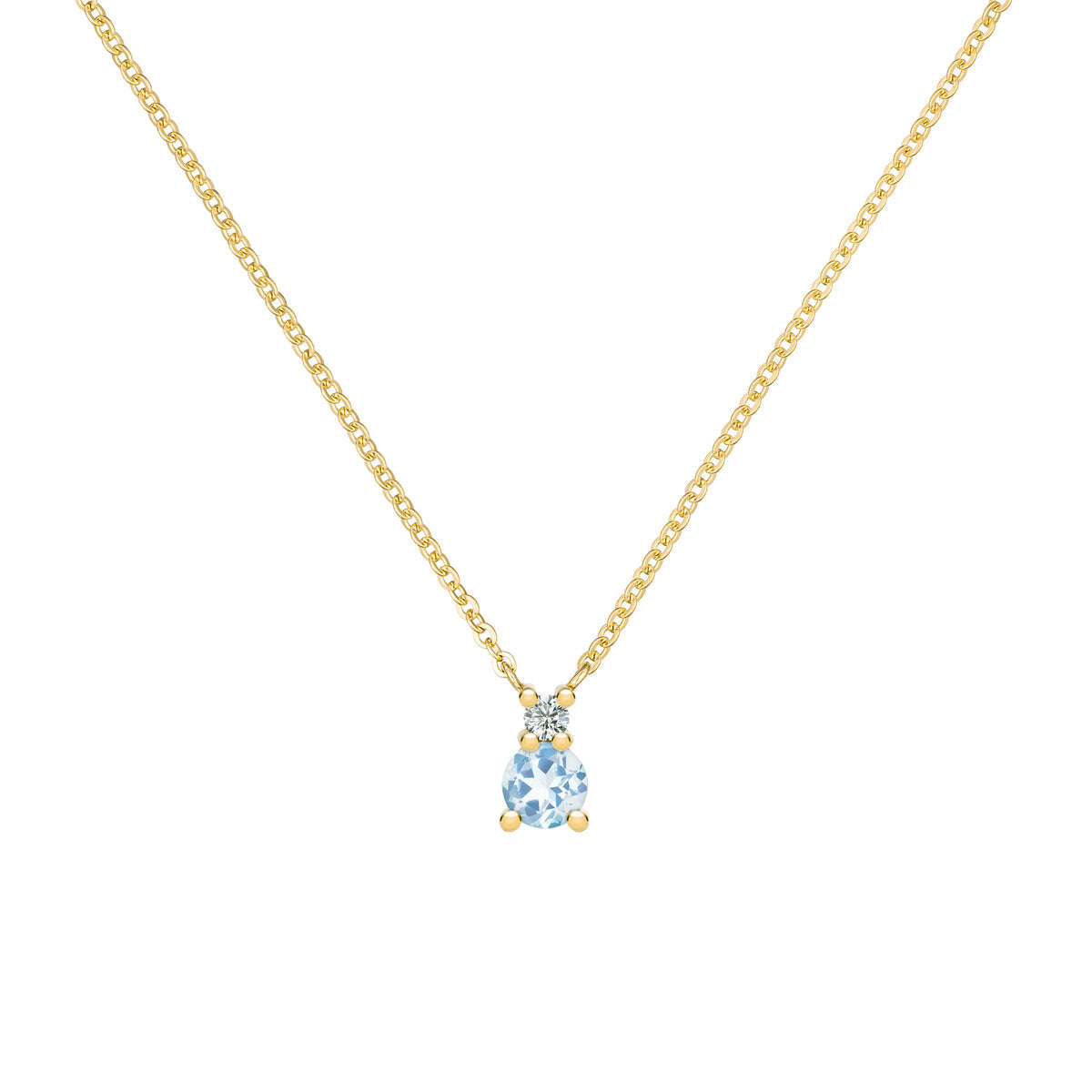 0.15 CT Round Aquamarine Lab Made Diamond- March Birthstone Necklace 1
