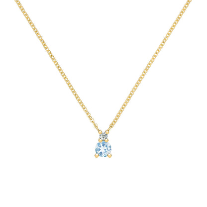 0.15 CT Round Aquamarine Lab Made Diamond- March Birthstone Necklace 1
