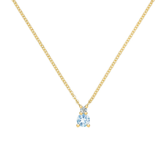 0.15 CT Round Aquamarine Lab Made Diamond- March Birthstone Necklace 1