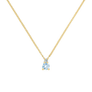 0.15 CT Round Aquamarine Lab Made Diamond- March Birthstone Necklace