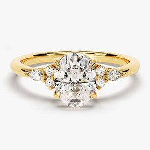 Stunning 1.50 CT Oval Moissanite Engagement Ring with Cluster Design