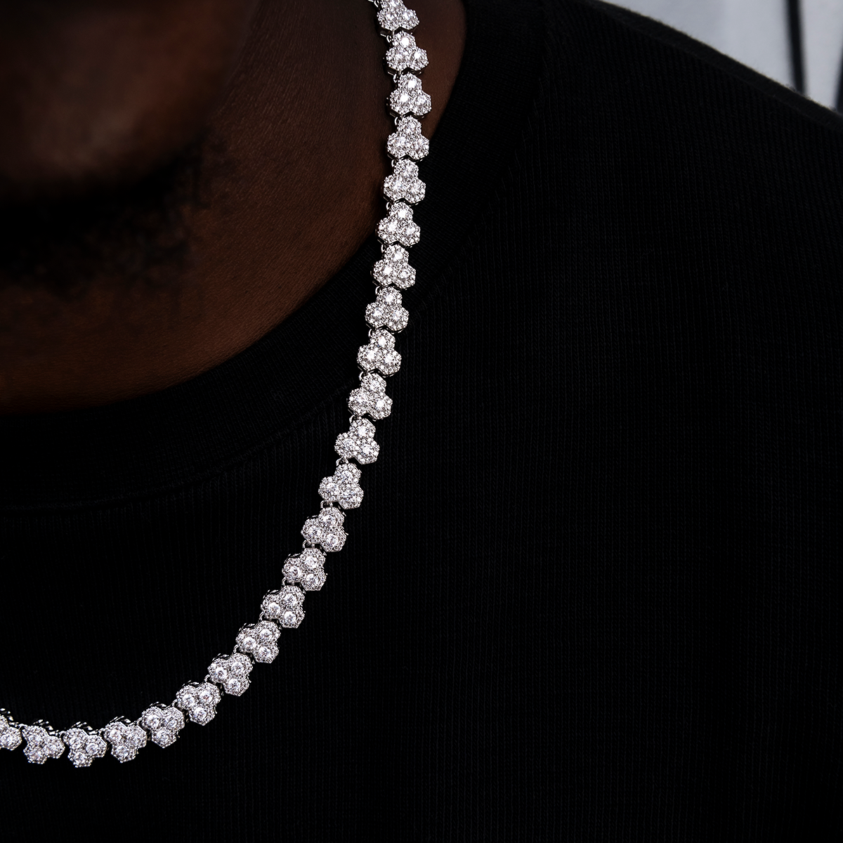 40 CT Round Moissanite Diamond Honeycomb Chain Silver Necklace For Him 2
