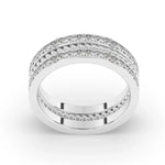 Delicate 0.90 TCW Moissanite Two Row Men's Wedding Band with Round Cut Stones in Solid Gold 2
