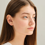 0.30 TCW Round Cut Moissanite Bar Hoops Earrings in Gold 6