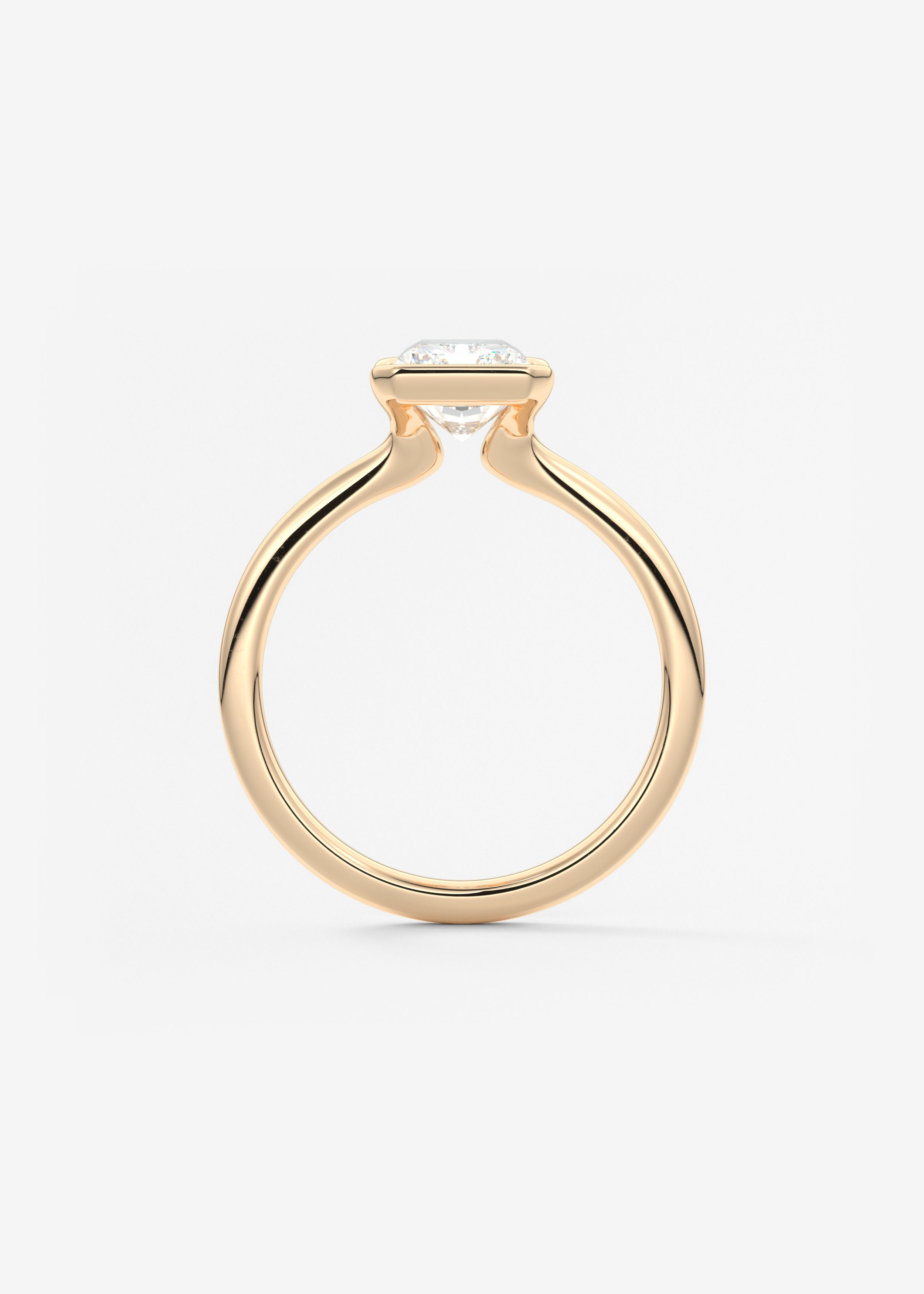 Radiant Half Bezel Lab Grown Diamond Engagement Ring