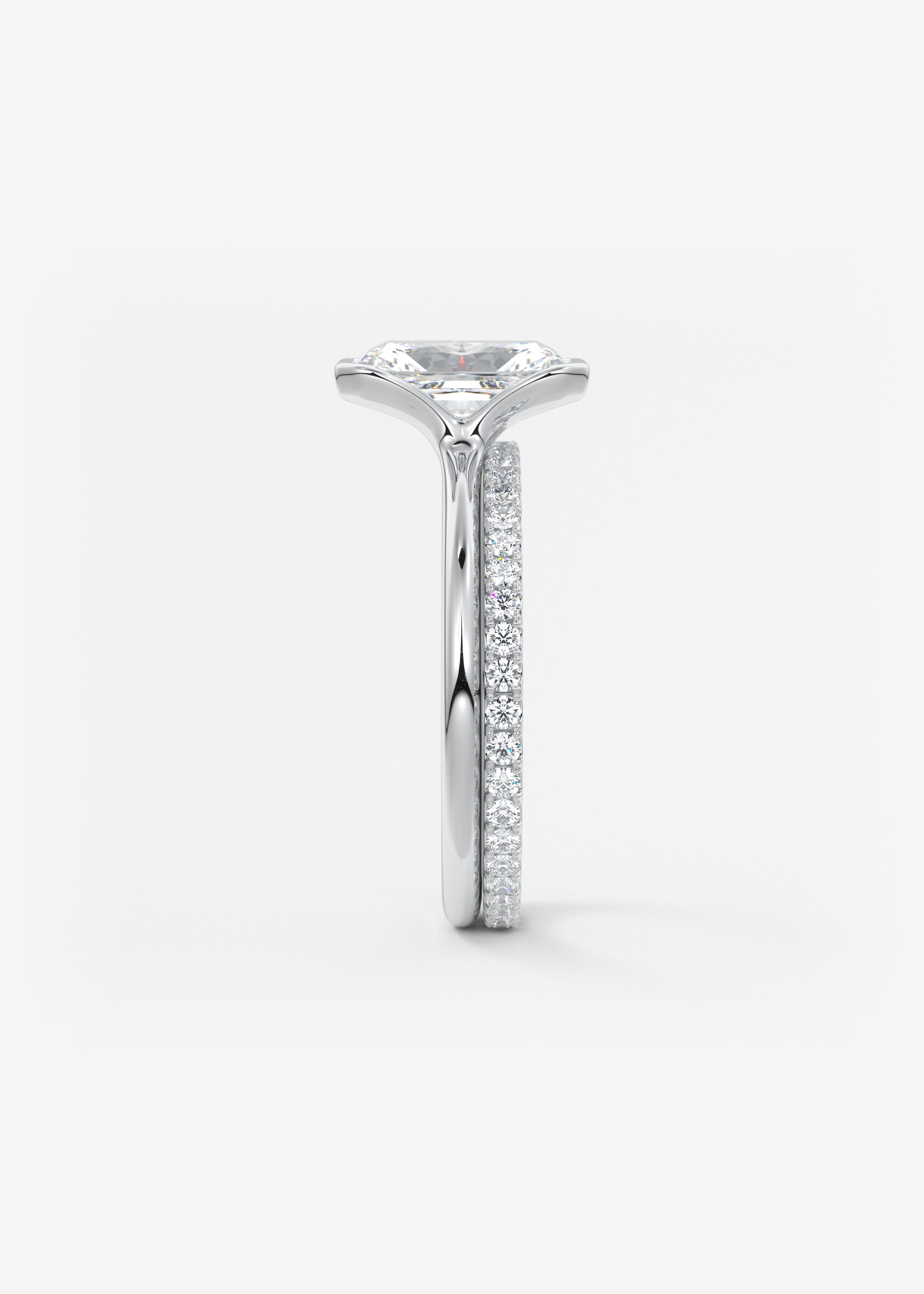 Radiant Half Bezel Lab Grown Diamond Engagement Ring