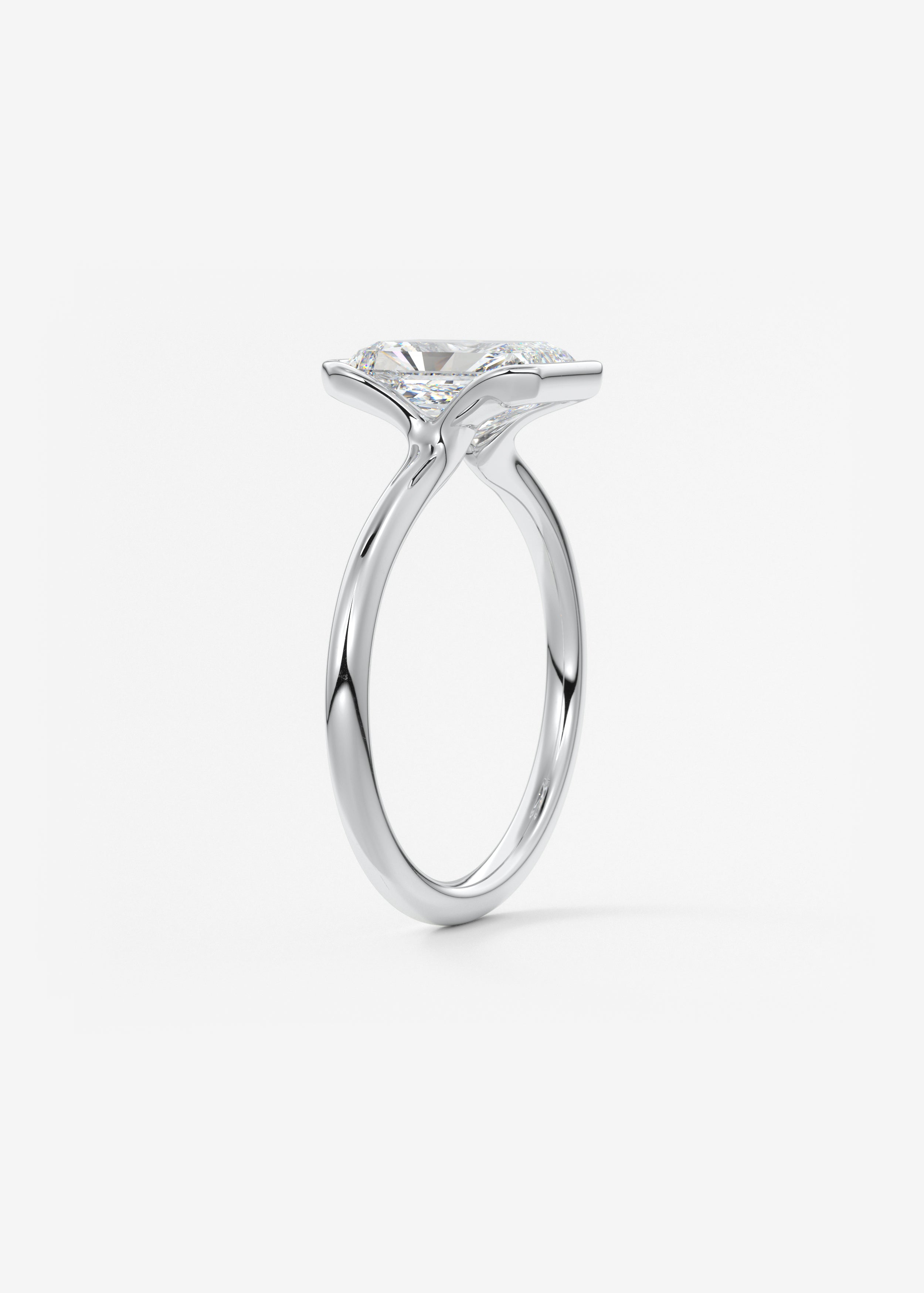 Radiant Half Bezel Lab Grown Diamond Engagement Ring