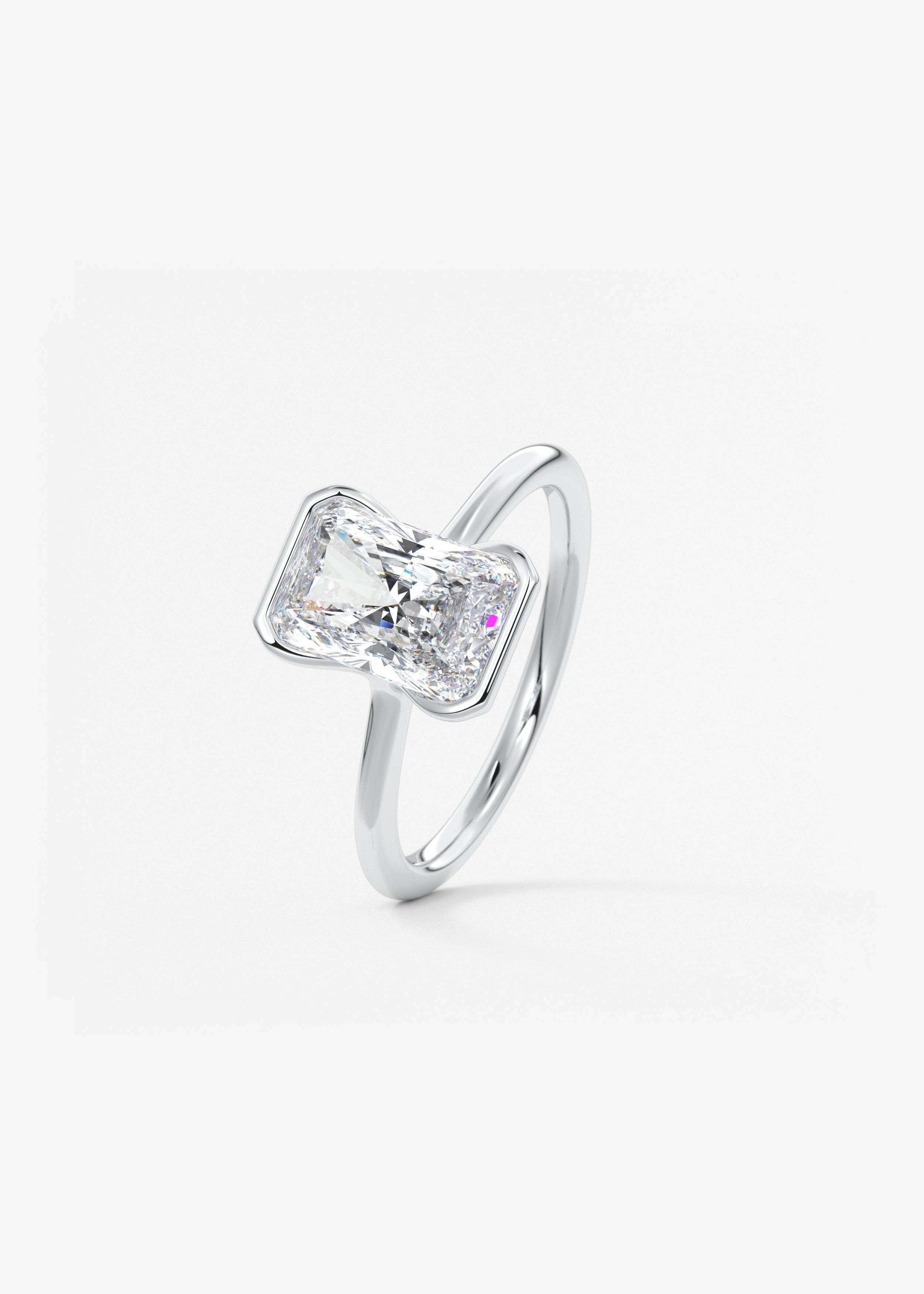 Radiant Half Bezel Lab Grown Diamond Engagement Ring