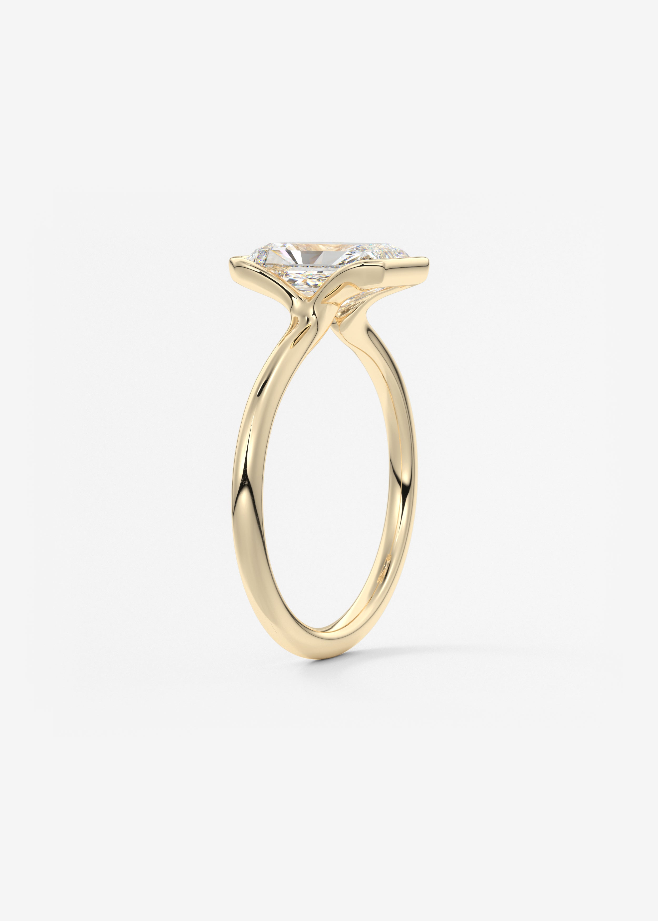 Radiant Half Bezel Lab Grown Diamond Engagement Ring