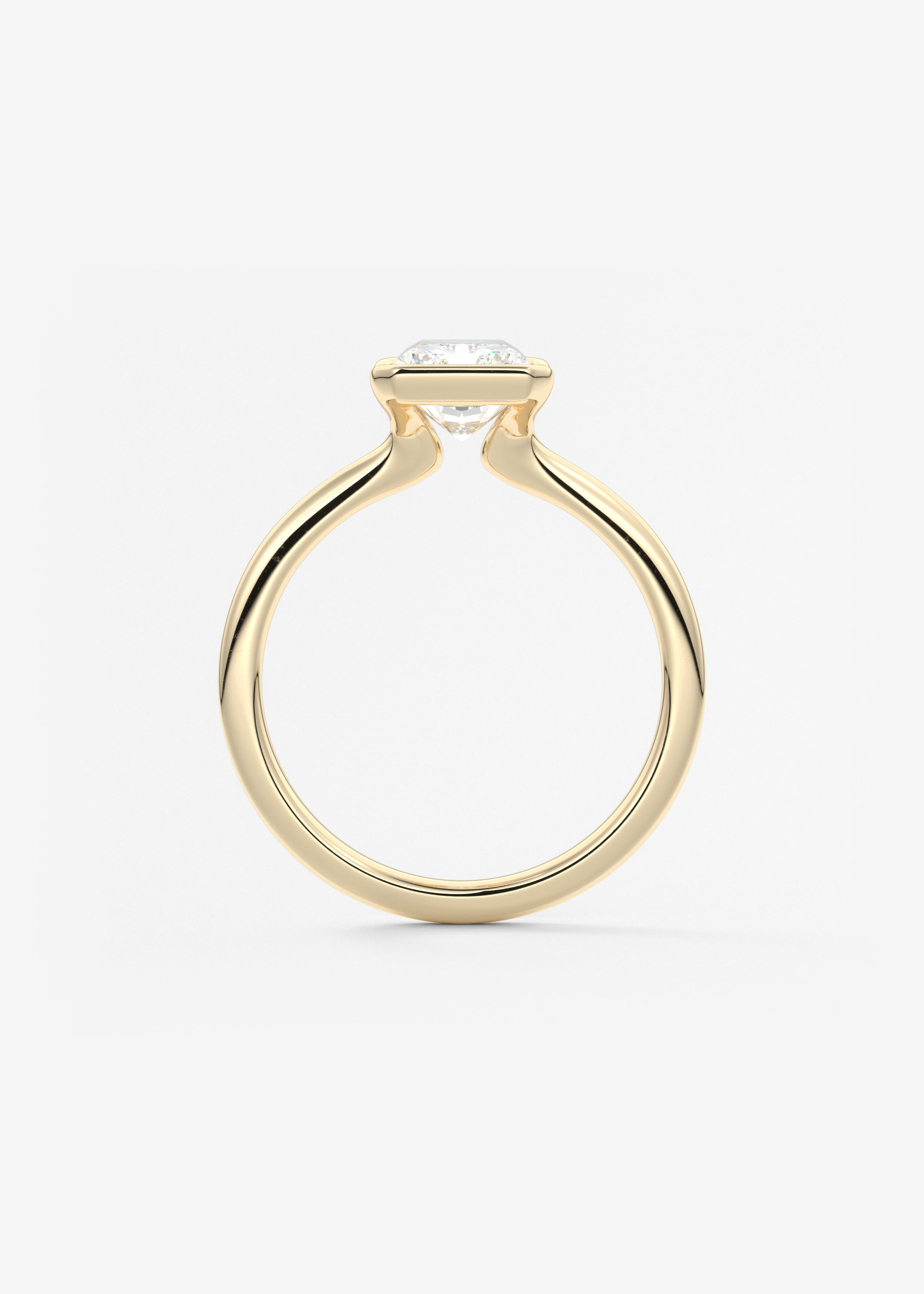 Radiant Half Bezel Lab Grown Diamond Engagement Ring