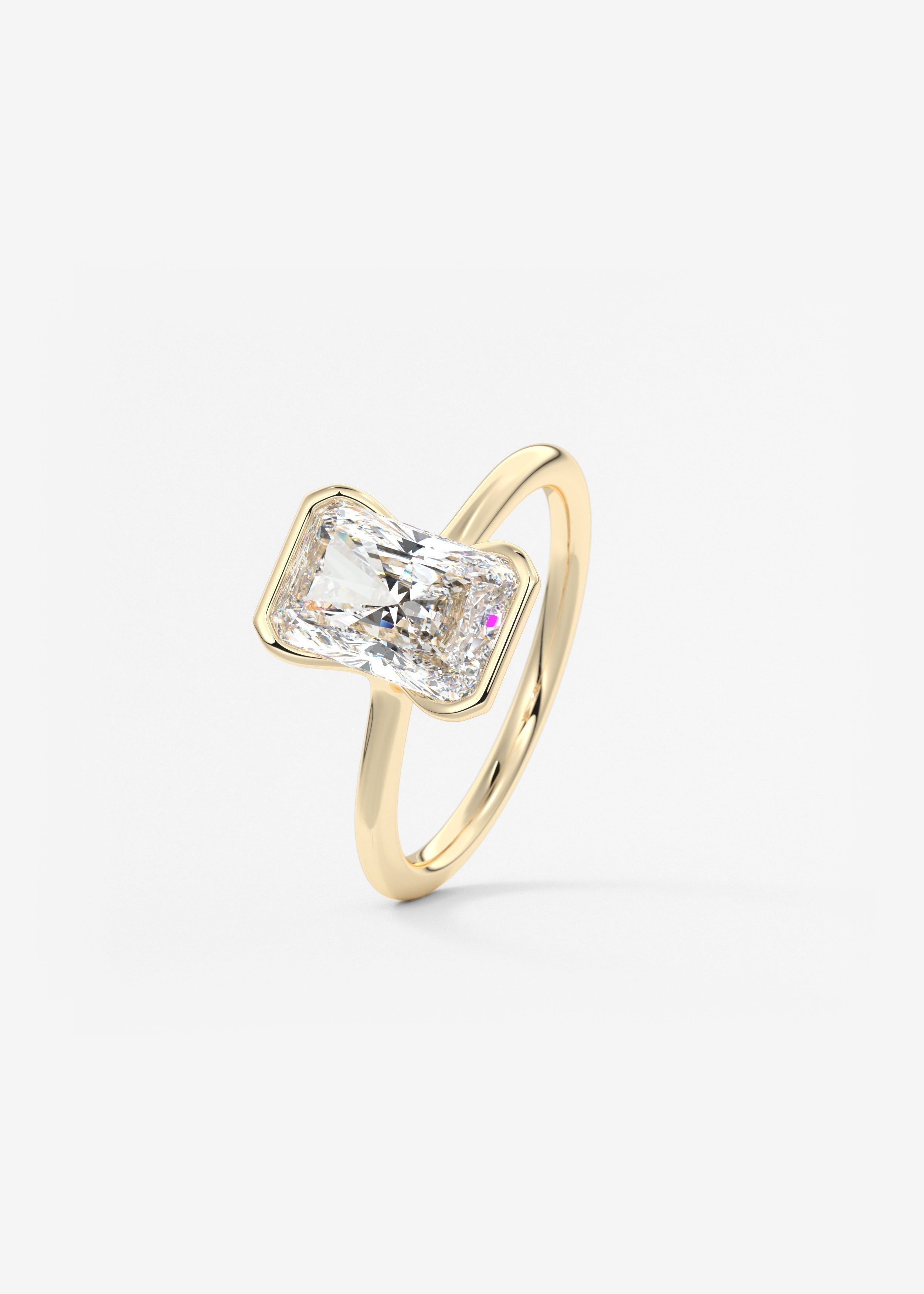 Radiant Half Bezel Lab Grown Diamond Engagement Ring