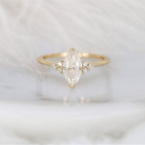 Stunning 1 CT Marquise Moissanite Engagement Ring With Cluster Design