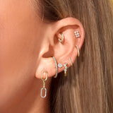 1.0 TCW Round Cut Moissanite Linked Up Earrings in Gold 4